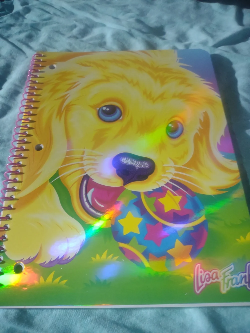Lisa Frank Yellow Puppy Holographic Dog Notebook NEW
